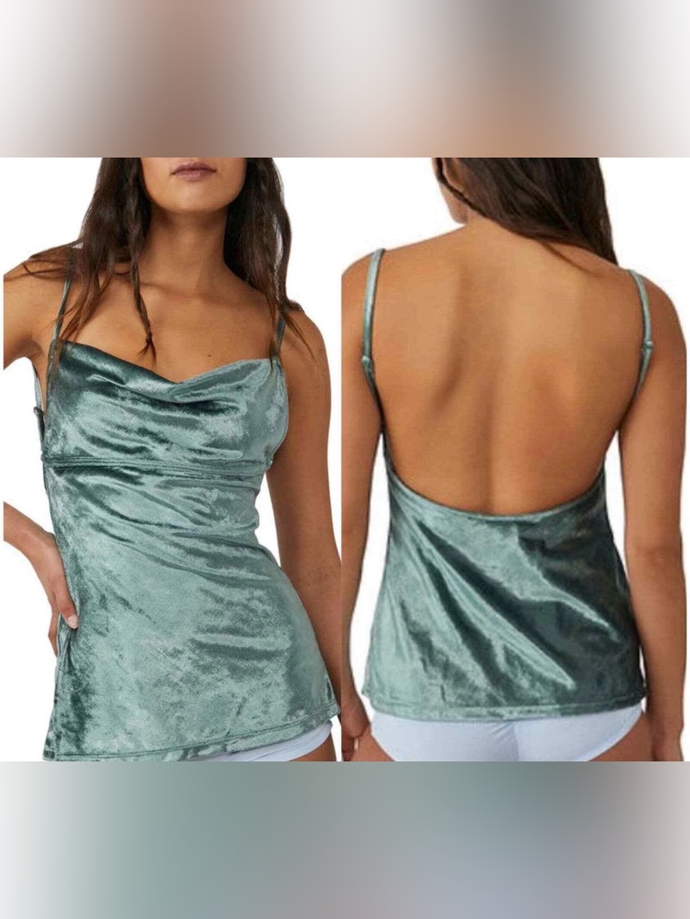 Free People All Night Velvet Camisole Green Size S